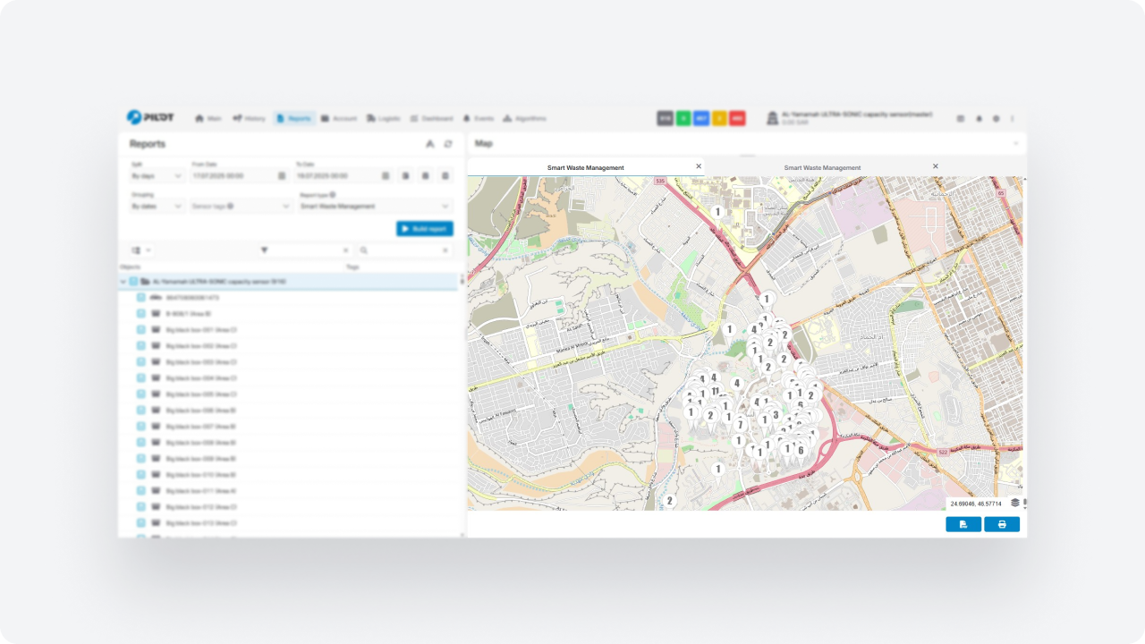 A real interface from the platform